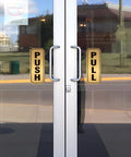 Push And Pull Door Sign Set Self Adhesive Durable Waterproof Vinyl Decals Black And Gold For Home Office Cafe Storefronts Glass Doors And Handles Easy Peel And Stick 7.8 Inch By 3.1 Inch on glass double doors