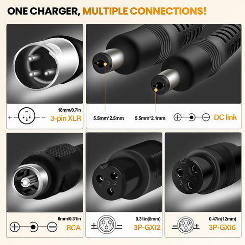 54.6V 2A Charger For 48V Lithium Ion Battery Electric Bike Charger Electric Scooter Charger Hoverboard Charger Replacement Charger With Six Connectors