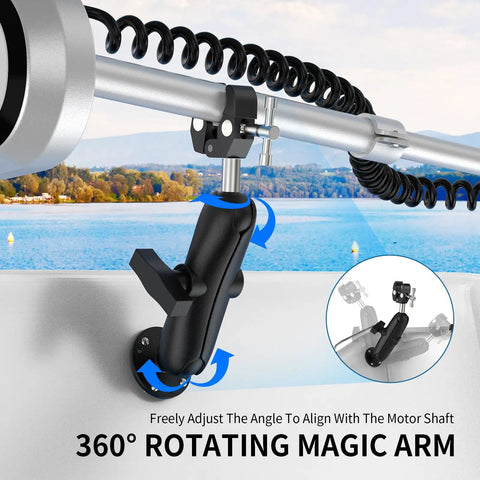 Heavy Duty Trolling Motor Stabilizer With Quick Release, All Metal Construction Delivers Solid Stability, 360° rotating arm