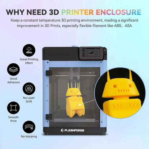 Adventurer 5M 3D Printer Enclosure Kit with top cover and panels, enhancing printing with dustproof, odor control, and quiet operation.