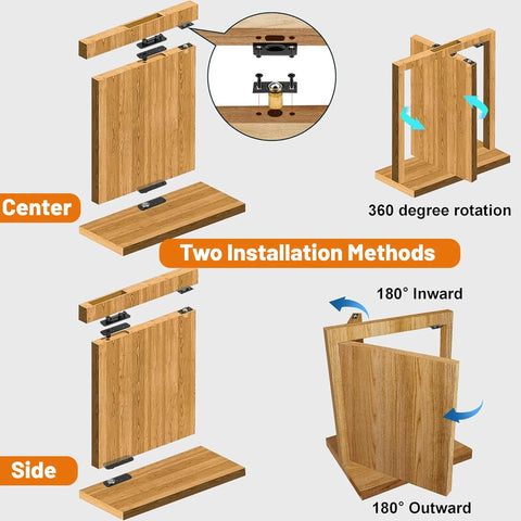 Image showing Heavy Duty Hidden Door Hinge Kit For Secret Doors And Bookcases With 570 Lbs Load Capacity In Solid Stainless Steel installation