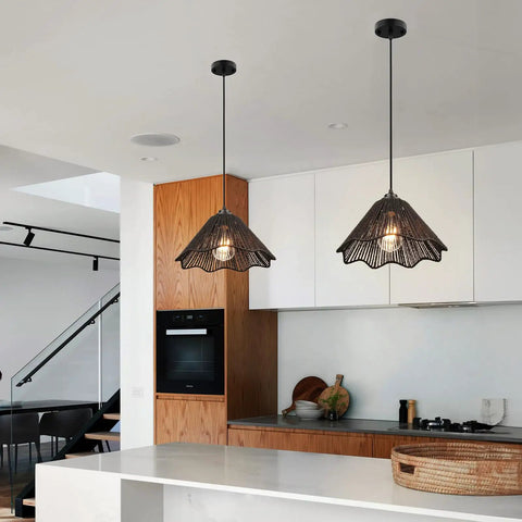 Mini Crystal Pendant Light With LED Bulb Included Hanging Lighting Fixture Adjustable Cord Black Pendant in modern kitchen