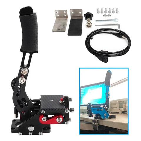 Pro Sim Racing Handbrake For PS4 PS5 USB 3.0 14Bit Precision with all-steel frame, compact mount, and clamp kit for Thrustmaster T300RS
