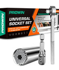 Three Piece Universal Socket Wrench Set With Ratchet And Drill Adapters for DIYers and home repair, includes 54 spring pins.