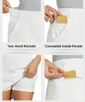 Women's Golf Skort With Built In Shorts, Moisture Wicking Quick Dry Nylon, UPF 50 Plus Sun Protection, White, Size M, pocket details