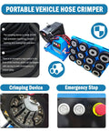 Pro Grade Electric Hose Crimper For Hydraulic Tubing And Steel Pipes 1/4 To 2 Inch Crimp Range 2500W with crimping device and emergency stop.
