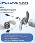Installation guide for Propeller Kit For Three And A Quarter Inch Trolling Motor Shafts MKP 3 2061151 1378211 Includes Drive Pin Nut And Lock Washer 12V 24V Compatible Fits W M MAG Series Motors Pre 1994 Replacement, showing assembly steps and required components.