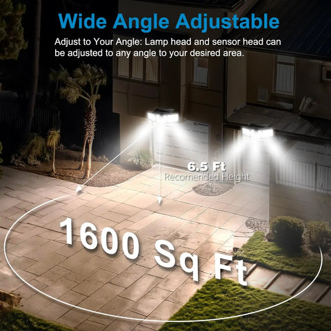 2 Pack Solar Flood Lights For Exterior Porches And Garages Featuring Adjustable Triple Heads And Quick Trigger Motion Sensors That Deliver Wire Free Illumination During Tailgate Nights Or Walks