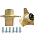 Go Kart Front Steering Knuckle Spindles Front Wheel Hubs Kit with bolts, gold finish, heavy-duty metal, set of two