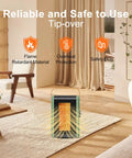 1500W Portable Indoor Space Heater With PTC Quick Heat 110V Electric Heater in living room with safety features illustration