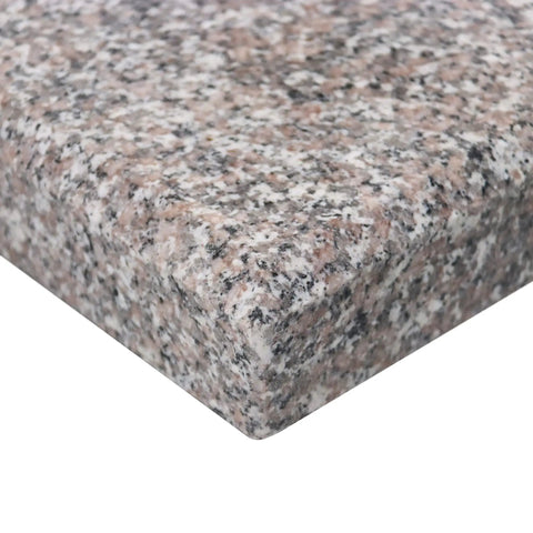 Close-up of Beefy 42 Lbs Square Granite Umbrella Base Grey For Outdoor Patios, showing 15 by 15 inch weather resistant stone surface