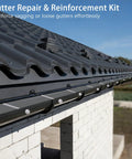 Roof with attached 6-inch gutter featuring 30 Pack 8 Inch Stainless Steel Gutter Screws With 304 Stainless Sleeves for secure installation.