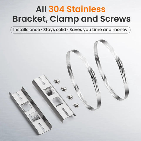 Pole Mounting Kits In 304 Stainless Steel With Adjustable 2 To 8 Inch Clamps For Electrical Boxes, Devices, And Outdoor Applications, Heavy Duty Easy Install Includes 6.9 By 1.9 Inch Brackets And Screws