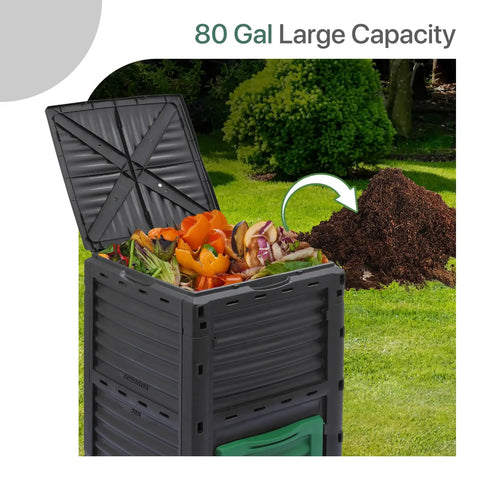 80 Gallon Outdoor Compost Bin Tumbler For Garden Patio And Yard, High Capacity Waste To Nutrients In 6-8 Weeks, composting scraps