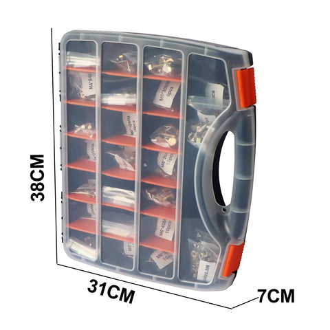 Beefy 1008 Piece Metric Bolt And Nut Set With Heavy Duty Grade 8.8 M4 M5 M6 M8 storage case showing dimensions