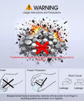 Warning image for Top Shelf 40 Pack Ag10 Plus Lr1130 Button Cell Batteries 1.5 Volt Alkaline power storage and short circuit precautions.
