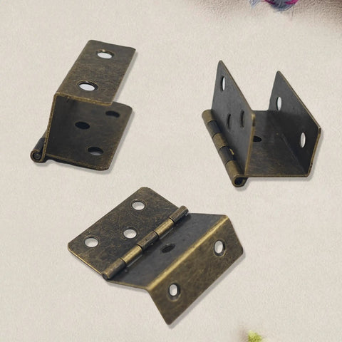 Snazzy Antique Bronze Three Folding Hinges 43mm Wide 2Pcs Decorative Cabinet Door Hardware showcasing three angles of hinges.