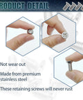 8 Piece Stainless Steel Retaining Screws For Front Rear Brake Disc Rotors, Rust Proof Auto Hardware, close-up of durable screw details.
