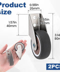 Two Inch Low Profile Door Support Wheels, Anti Sag Caster Rollers For Solid Wood Doors And Gates, Heavy Duty Grey Hardware Upgrade That Rolls Like Butter With Zero Sag, size and dimensions shown in image.