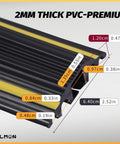 Detailed view of 6Ft Floor Cord Protector With 5 Channel Design Soft PVC Cable Cover showing dimensions and thickness