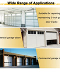 Image showing variety of garage doors illustrating applications of Heavy Duty Vertical Track Repair Tool For Garage Doors Pro Grade Straightening Device For 2 Inch Roller Track Systems Ideal For Pros And DIYers For Garage Door Track Maintenance Keeps Tracks Aligned And Doors Rolling Smoothly.