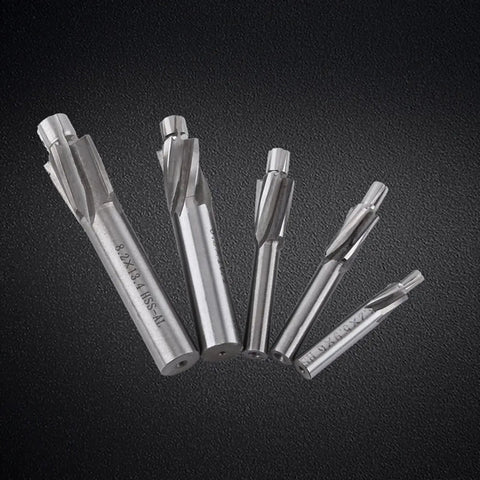 Dope Pro Grade 5 Piece Counterbore Drill Bit Set With HSS Aluminum Straight Shank Four Flute End Mills M3 To M8 displayed