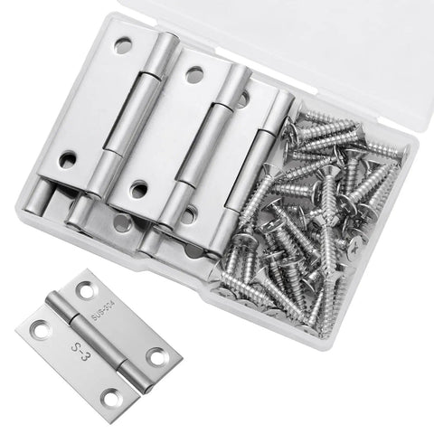 2 Inch Stainless Steel Butt Hinges Six Pack With 36 Screws 270 Degree Opening 304 Stainless Small Cabinet Hinges For Wood