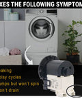 Washer drain pump motor replacement for Kenmore/LG; black pump with white housing in foreground.