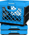 Stack of Neptune Blue Collapsible Milk Crate 3 Pack 25L Each 6 Gallon Heavy Duty Stackable Storage Bins That Hold 50 Lbs Per Bin
