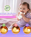 Child holding Kids Night Light Cat Lamp With 16 Color Modes, Dimmable And Rechargeable Silicone Nightlight For Nursery