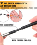 Close-up of All In One Fishing Rod Repair Kit With Stepless, Speed Adjustable Wrapping Winder And Forward Reverse Rotation showing carbon stick and steel tube