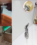 Heavy Duty Gas Spring Lid Stay Hinge With 100N Lift Support For Cabinet Doors And Toy Boxes installed in cupboards.