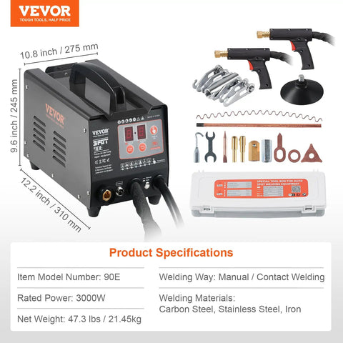 Spot Weld Dent Puller Kit With Two Weld Guns, 3KW Stud Welder For Auto Body Dent Repair, toolbox and accessories included