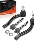 Infiniti Front Inner And Outer Tie Rod End Kit Replacement For Precise Steering And Even Tire Wear Reduction Direct Fit Front Suspension Upgrade For EX35 EX37 G37 M35 M45 Q50 AWD Models, 4-piece kit