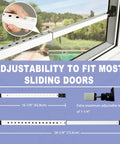 Top Shelf Two Section Window Security Bar With Child Proof Anti Lift Lock Keep Your Home Crib Secure No Sweat Install Adjustable Safety Brace For Single Hung Windows And Narrow Patio Doors White showing adjustable lengths for sliding doors.