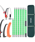 Extendable Manual Pole Saw With Eight Section Reach Up To 27 Feet, Sharp 65Mn Steel Blade, Lightweight Fiberglass Pole, set with storage bag