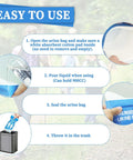 Easy to use instructions for 12 Pack Disposable Urine Bags 900ml For Travel Unisex Portable Emergency Pee Bags With Leakproof Seal.