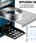 Heavy Duty Manual Boba Tea Cup Sealer Machine Built Like A Tank For Hustle Ready Cafes Fits 90 Mm And 95 Mm Cups close-up of cup holder and plate.