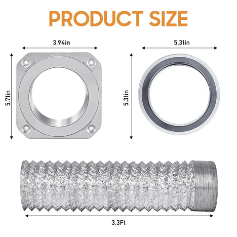 Product dimensions of Magnetic Dryer Vent Connector Kit With Airtight Seal No Hassle Tool Free Quick Install Includes Three Point Three Ft Duct And Two Clamps Easy Magnetic Dryer Vent Hose Coupling For Leak Free Air Flow