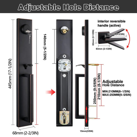 Oil Rubbed Bronze Front Door Handleset With Knob And Reversible Entrance Handle For Right Or Left Handed Doors Single Cylinder