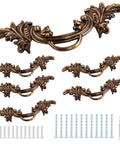 Six-Piece Vintage Cabinet Pulls Handles in bronze finish with screws and screwdriver, European style drawer pulls for dressers and furniture.