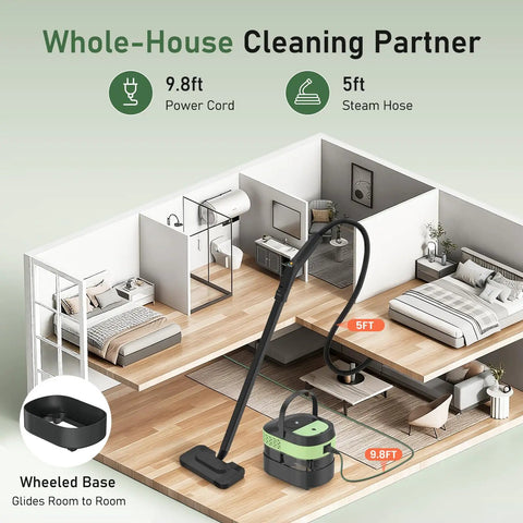 14 In 1 Multifunctional Steam Cleaner Mop With Handheld Steamer Mode For Deep Home Dirt Removal On Hardwood Tile And Carpet Chemical Free Sanitation For Kitchen Bathroom Car Upholstery Cleaning Solution in a modern living space.