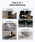 Image showing the MetalFab 1200W 4-in-1 Laser Welding Machine With CNC Cutter, Cleaner, and Engraver in action.