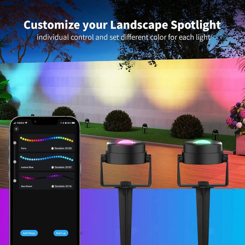 Low Voltage Landscape Lighting With Bluetooth App Control And Remote Outdoor Spotlights for yard fence trees pathways
