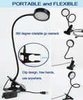 USB Powered UV LED Black Light Clamp Lamp with Flexible Gooseneck Clip, 5W 395nm, showing clamp design and rotatable neck.