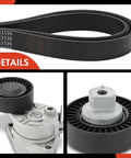 Engine Serpentine Belt Drive Kit For BMW Cars Bolt On Replacement Fits 320i parts close-up with belt and pulley details