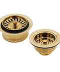 Post Style Kitchen Sink Basket Strainer And Extra Deep Collar Waste Disposal Flange Combo Fits Three And A Half Inch Openings Solid Brass Construction Polished Brass Finish Includes Strainer Stopper Quick Install For A Leak Free No Fuss Drain Upgrade