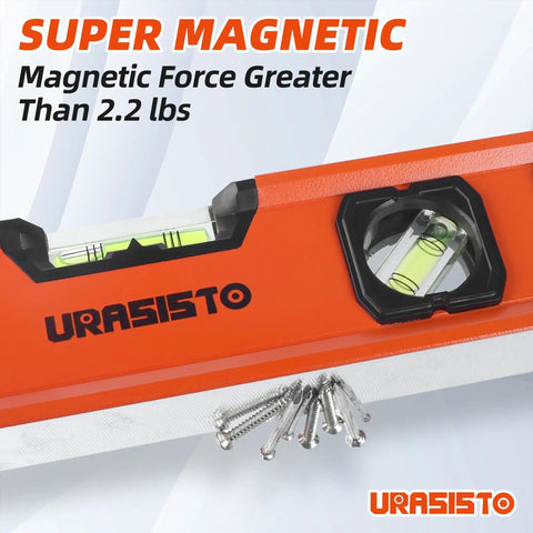 Five Piece Badass Spirit Level Set With Magnetic Torpedo Grip, Rock Solid Aluminum Bubbles For Construction, Framing And Renovation Crews, Packaged In 10 16 24 32 48 Inch Sizes With Rugged Nylon Tool Bag