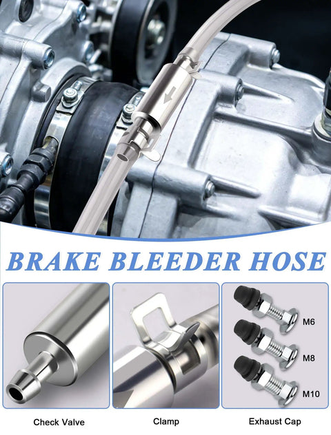 Brake Bleeder Hose Kit With Two Hoses And One Way Check Valve For Cars And Motorcycles Versatile Brake Fluid Bleeder Tool Set