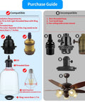 Compatibility guide for Clear Glass Lamp Shade Lipless Dome With 1-5/8 Inch Fitter, showing bases and fittings for chandelier use.